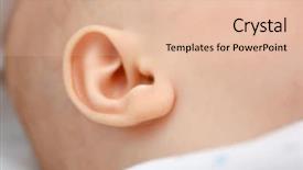  Presentation with preemie baby close up - Audience pleasing PPT layouts consisting of ear of a little baby backdrop and a  colored foreground