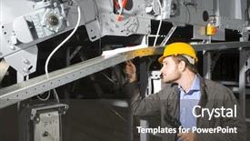  Presentation with industrial engineer - Audience pleasing theme consisting of ear plug - maintenance engineer at work tightening backdrop and a dark gray colored foreground