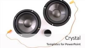  Presentation with sound - Audience pleasing theme consisting of ear plug - photo of happy loud sound backdrop and a  colored foreground