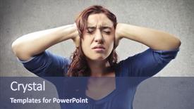  Presentation with anatomy depiction of a human red heart and ecg - Beautiful slide deck featuring ear plug - red woman covering her hears backdrop and a ocean colored foreground