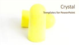  Presentation with protected hearing ear plugs - Colorful theme enhanced with ear plugs isolated on white backdrop and a cream colored foreground