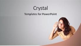  Presentation with young woman - Cool new theme with ear presentations - pretty young woman gesturing backdrop and a  colored foreground