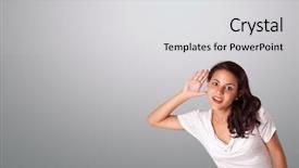  Presentation with copy space leadership - Cool new PPT layouts with ear presentations - pretty young woman gesturing backdrop and a  colored foreground