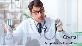  Presentation with rabbit production - Slides having ear presentations - vet doctor checking up rabbit background and a  colored foreground