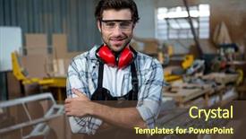  Presentation with motorcycle service workshop - Slide set having is posing in a dusty background and a tawny brown colored foreground