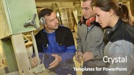  Presentation with machinery - Presentation theme featuring working classes - professional teacher showing carpentry machinery background and a  colored foreground
