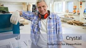  Presentation with drilling machine - Amazing presentation theme having ear protectors on neck lean backdrop and a light blue colored foreground