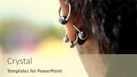  Presentation with ear - Amazing slide set having ear-with-piercing-special-photo backdrop and a cream colored foreground