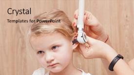  Presentation with ent doctor - Beautiful PPT layouts featuring eardrum membrane child ent backdrop and a coral colored foreground