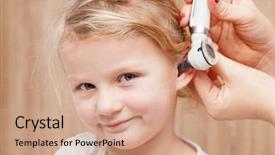  Presentation with ent doctor - Colorful PPT theme enhanced with eardrum membrane child ent backdrop and a coral colored foreground