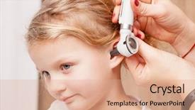  Presentation with ent doctor - PPT theme featuring eardrum membrane child ent background and a coral colored foreground