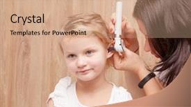  Presentation with ent doctor - Cool new PPT layouts with eardrum membrane child ent backdrop and a coral colored foreground
