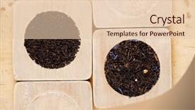  Presentation with black tea - Slides enhanced with earl grey and lady grey black loose tea leaves on wood background and a lemonade colored foreground