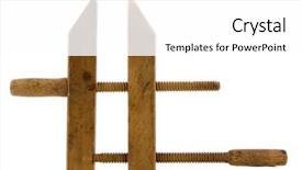  Presentation with patch clamp - Presentation theme featuring early 1900's wooden clamp background and a  colored foreground