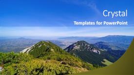  Presentation with alpine - PPT theme consisting of early-autumn-alpine-landscape background and a cobalt blue colored foreground