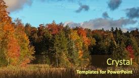  Presentation with autumn morning - Cool new slide set with early autumn morning near pond backdrop and a tawny brown colored foreground