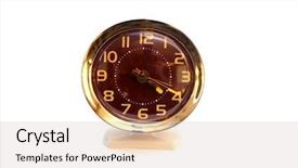  Presentation with vintage clock - Presentation design consisting of early bird - vintage wind up alarm clock background and a light gray colored foreground