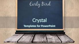  Presentation with early bird - Colorful theme enhanced with early bird message against blackboard backdrop and a ocean colored foreground