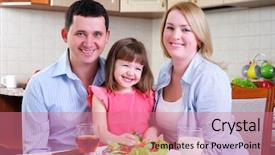  Presentation with mom and newborn - Colorful slide set enhanced with early childhood nutrition - dad mom and their little backdrop and a coral colored foreground