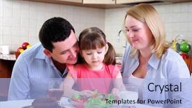  Presentation with mom daughter - Amazing theme having early childhood nutrition - dad mom and their little backdrop and a light blue colored foreground