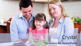  Presentation with mom and newborn - Audience pleasing theme consisting of early childhood nutrition - dad mom and their little backdrop and a light blue colored foreground