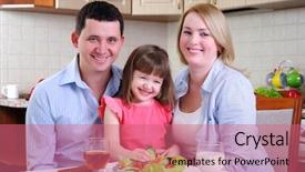  Presentation with mom daughter - Presentation theme with early childhood nutrition - dad mom and their little background and a coral colored foreground