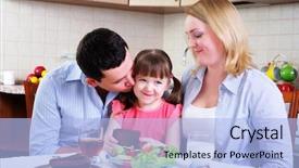  Presentation with mom daughter - Colorful slide deck enhanced with early childhood nutrition - dad mom and their little backdrop and a light blue colored foreground