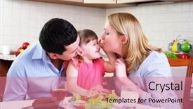  Presentation with mom and newborn - Audience pleasing slide set consisting of early childhood nutrition - dad mom and their little backdrop and a coral colored foreground