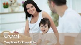  Presentation with home black family - PPT theme featuring early childhood nutrition - family having breakfast in bed background and a  colored foreground