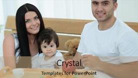  Presentation with breakfast - Presentation design featuring early childhood nutrition - family having breakfast in bed background and a  colored foreground