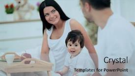  Presentation with breakfast - Audience pleasing PPT theme consisting of early childhood nutrition - family having breakfast in bed backdrop and a  colored foreground