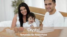  Presentation with breakfast - Theme consisting of early childhood nutrition - family having breakfast in bed background and a  colored foreground