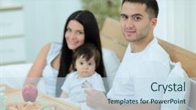  Presentation with home black family - PPT layouts consisting of early childhood nutrition - family having breakfast in bed background and a sky blue colored foreground