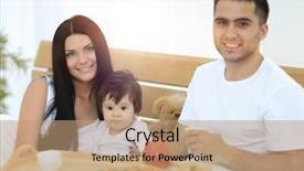  Presentation with breakfast - Colorful slide deck enhanced with early childhood nutrition - family having breakfast in bed backdrop and a coral colored foreground