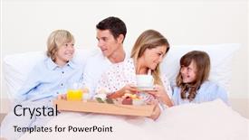  Presentation with family and home love concept - Slides enhanced with early childhood nutrition - loving family having breakfast sitting background and a lemonade colored foreground