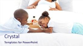  Presentation with early childhood - Colorful PPT theme enhanced with early childhood nutrition - loving family having breakfast backdrop and a  colored foreground