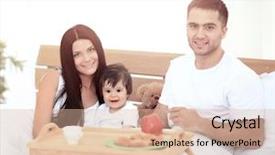  Presentation with family genealogy - Cool new presentation design with early childhood nutrition - smiling family having breakfast backdrop and a lemonade colored foreground