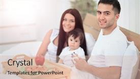  Presentation with early childhood - PPT layouts having early childhood nutrition - smiling family having breakfast background and a  colored foreground