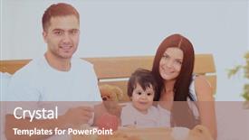  Presentation with breakfast - Slide set consisting of early childhood nutrition - smiling family having breakfast background and a  colored foreground