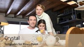  Presentation with family worship - Slides consisting of early childhood nutrition - young family having breakfast background and a coral colored foreground