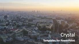  Presentation with russia - Presentation theme featuring early church - panoramic view in morning moscow background and a dark gray colored foreground