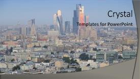  Presentation with buildings - Slide set with early church history - residential buildings roofs and skyscrapers background and a  colored foreground