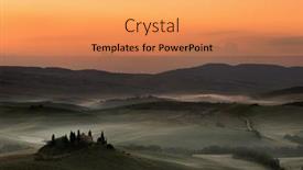  Presentation with villa - Cool new slide set with early dawn in the tuscan hills near pienza with villa still in darkness backdrop and a coral colored foreground