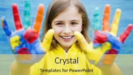  Presentation with creative - Colorful PPT theme enhanced with early education - creative child - playing backdrop and a  colored foreground