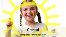  Presentation with early education - Audience pleasing PPT layouts consisting of early education - cute girl painting sun backdrop and a  colored foreground