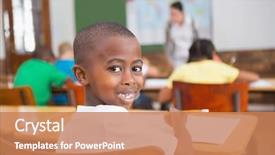  Presentation with school desk - Cool new presentation with early education - cute pupil smiling at camera backdrop and a coral colored foreground