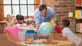  Presentation with early education - Audience pleasing slide deck consisting of early education - cute pupils and teacher looking backdrop and a  colored foreground