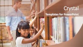  Presentation with literacy - Slide deck enhanced with early literacy - cute pupils and teacher looking background and a  colored foreground