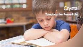  Presentation with pupils reading - Presentation with early literacy - cute pupils reading books background and a violet colored foreground