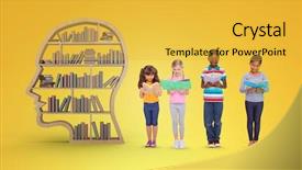  Presentation with pupils reading - Beautiful theme featuring early literacy - elementary pupils reading against yellow backdrop and a  colored foreground